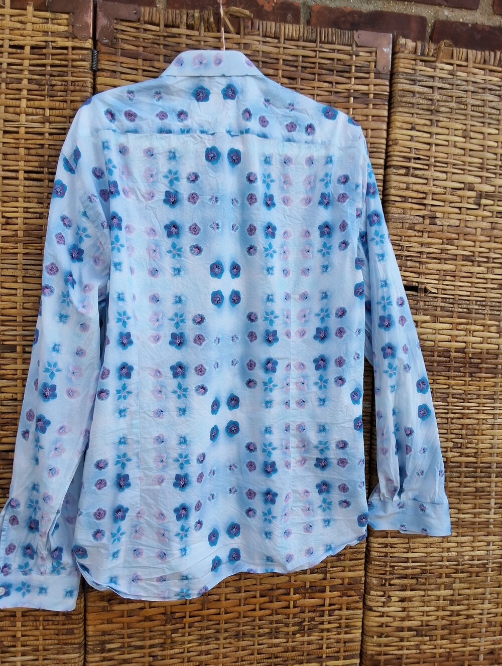 BOSS Hugo Boss Mens Floral Button Down Shirt Blue Pink Long Sleeve XL - Picture 5 of 7